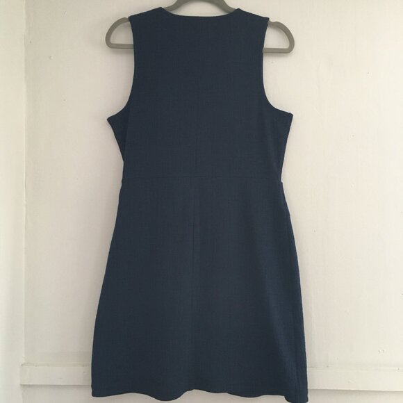 New, Madewell Texture & Thread Navy Blue Crosshatch Side Tie Dress Size Medium - Picture 3 of 12